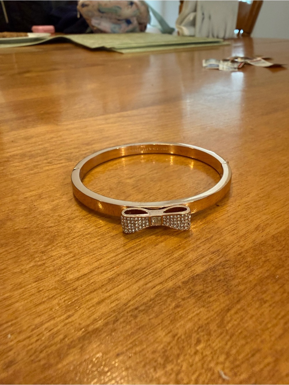 Kate Spade Rose Gold Bow Pavé Crystal Bangle Bracelet - Women Jewelry